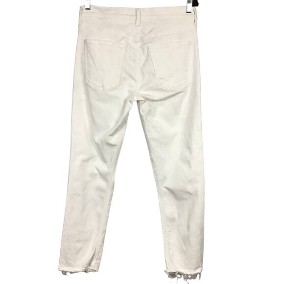AGOLDE Isabel Mid Rise Prism White Distressed Raw Hem Slim Straight Jeans sz 27 - Picture 4 of 13